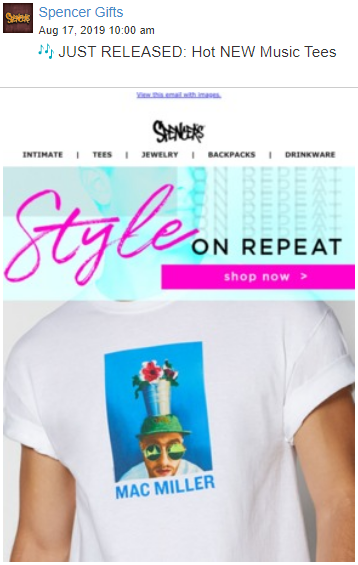 SPENCER GIFTS — Email Copy