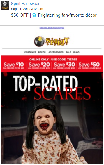SPIRIT HALLOWEEN — Email Copy