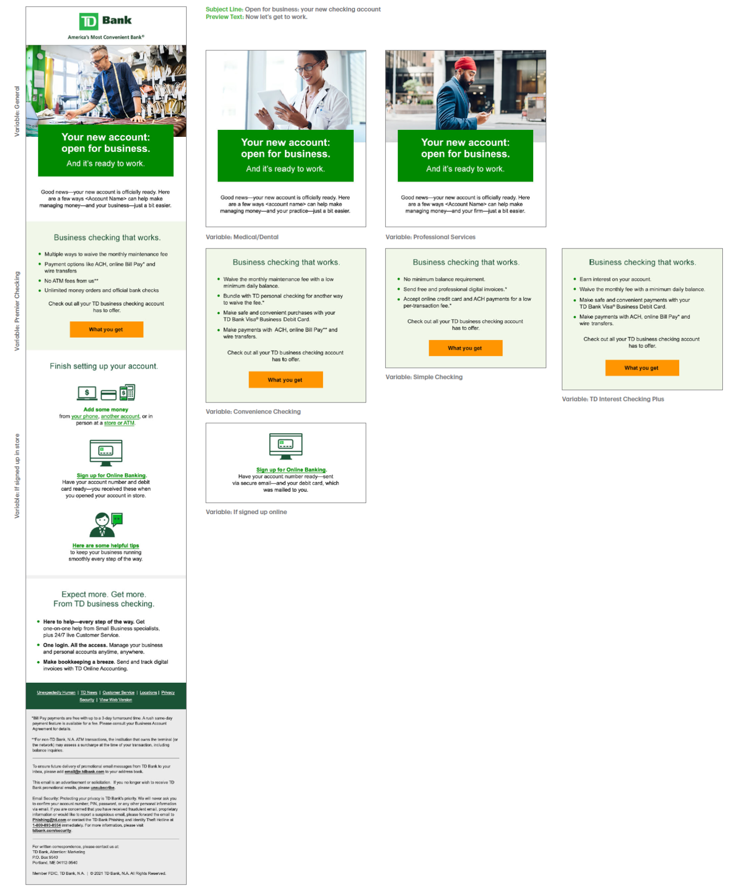 TD BANK — Email Copy