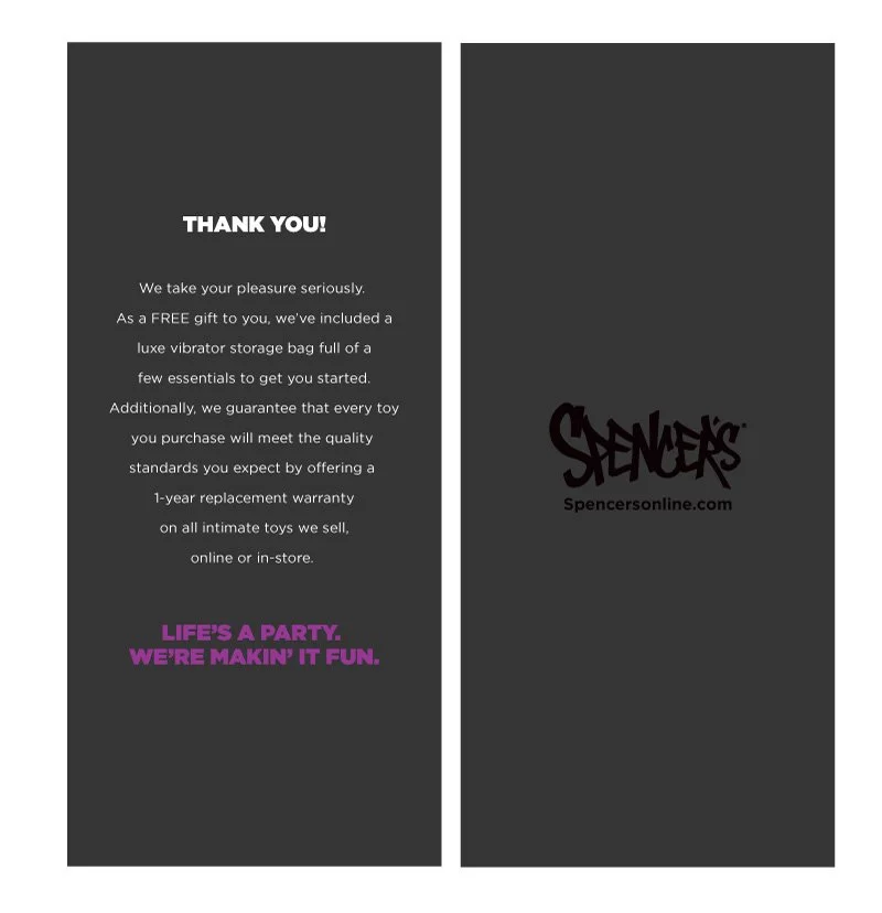 SPENCER GIFTS — Packaging Copy