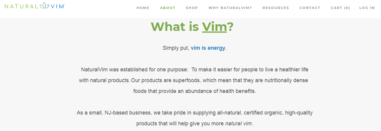 NATURALVIM — Website Copy