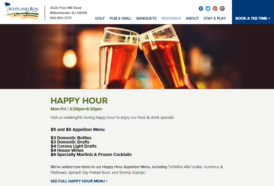 SCOTLAND RUN GOLF CLUB — Website Copy