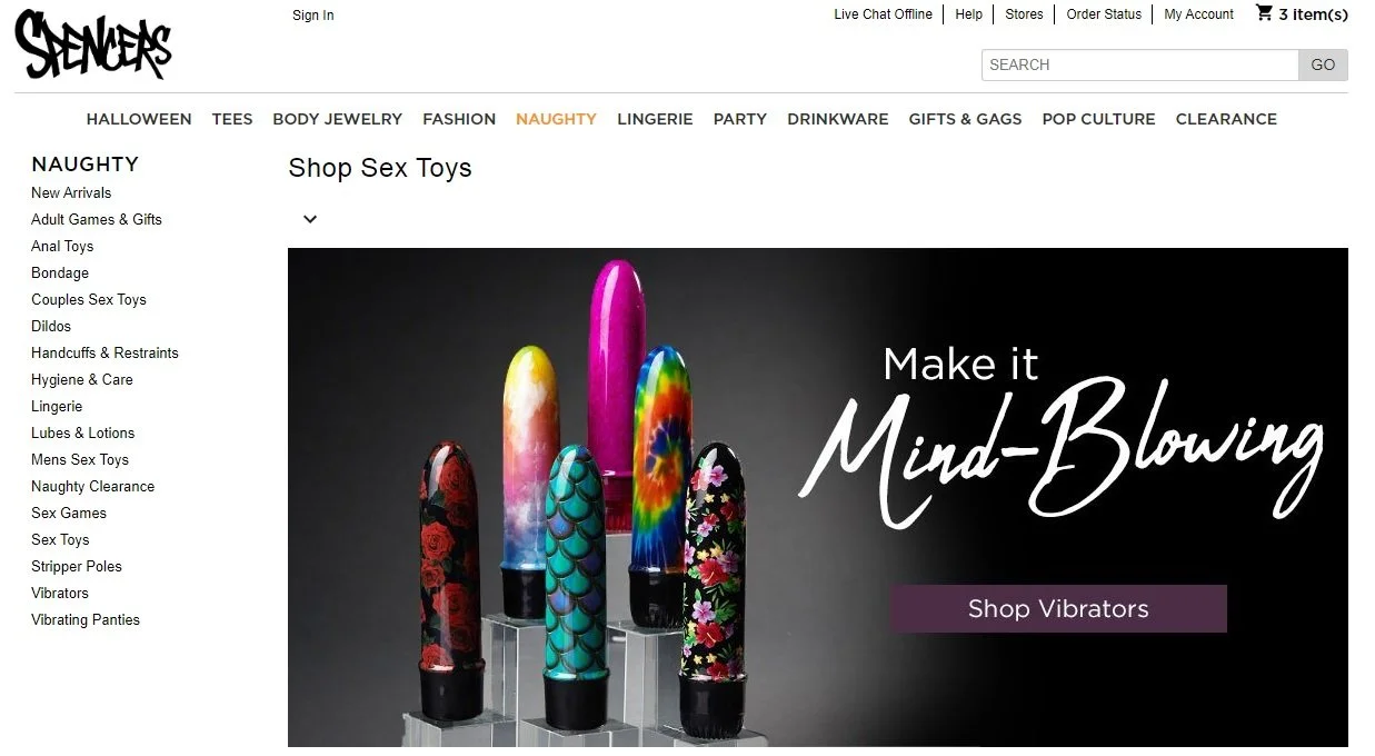 SPENCER GIFTS — Website Copy