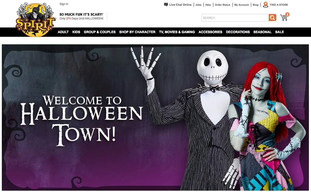 SPIRIT HALLOWEEN — Website Copy