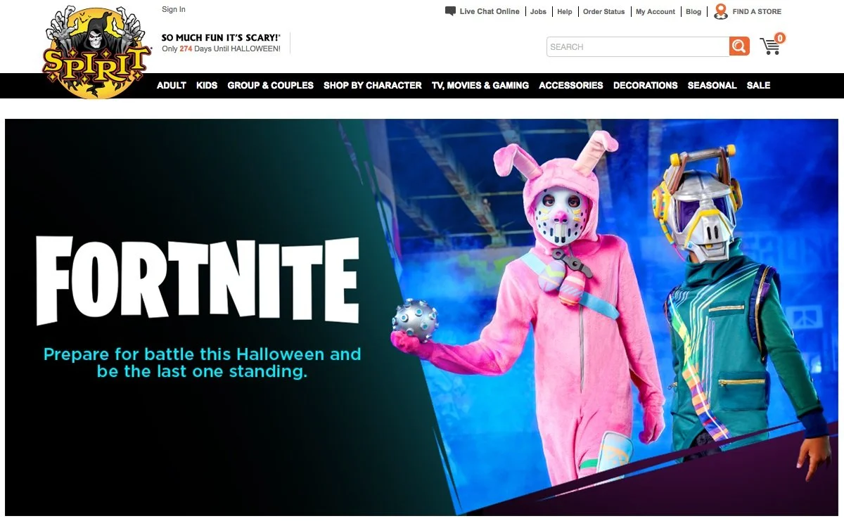 SPIRIT HALLOWEEN — Website Copy