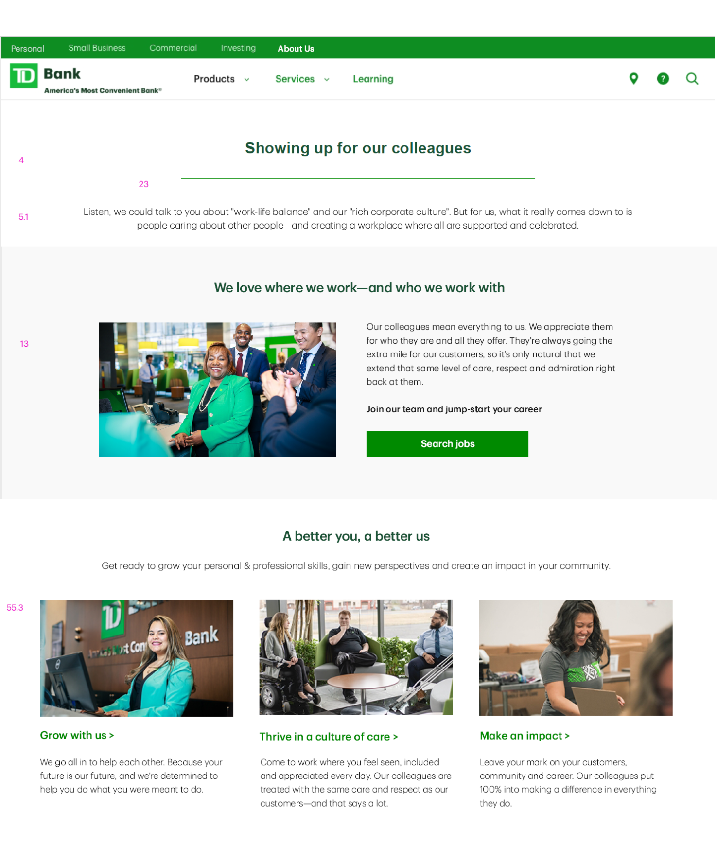 TD BANK — Website Copy